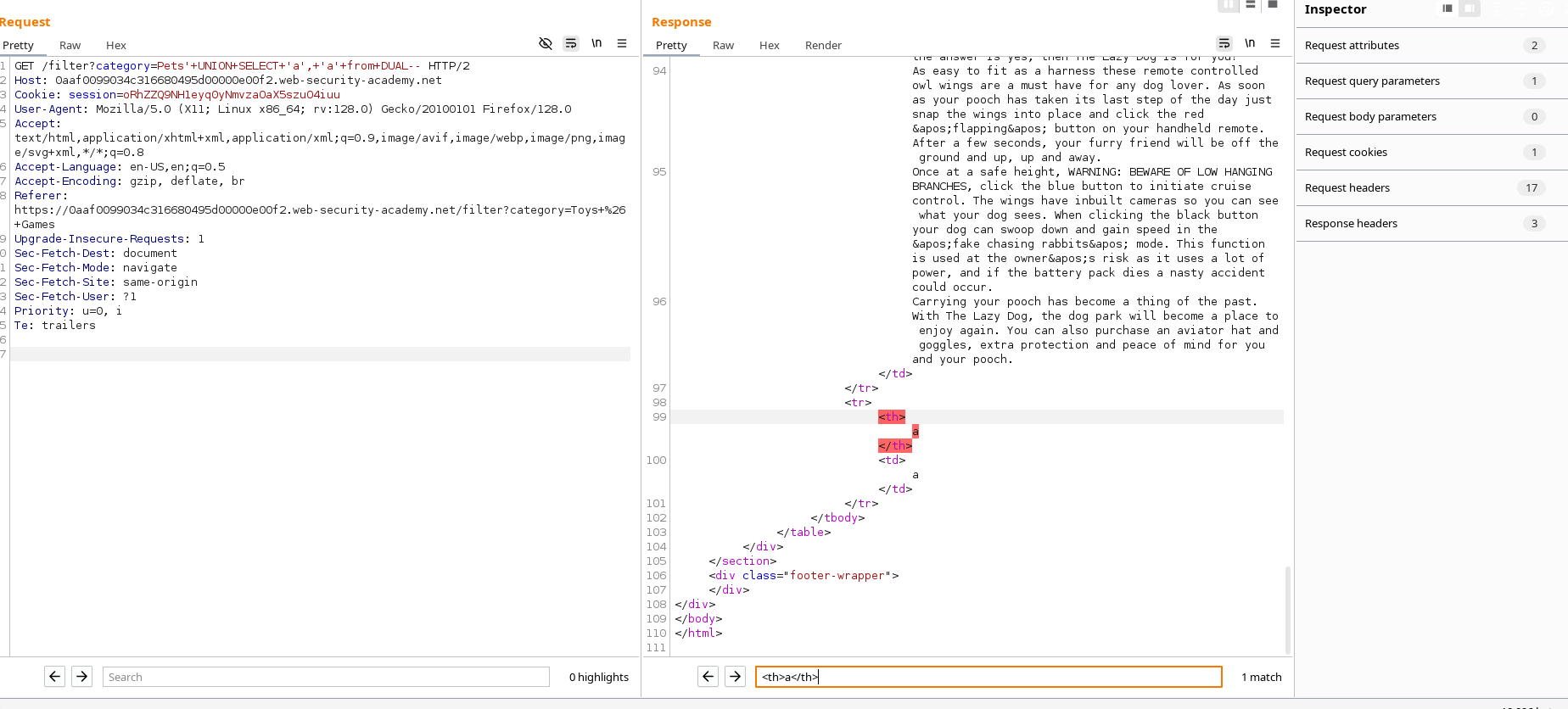 Successful Oracle UNION SELECT test